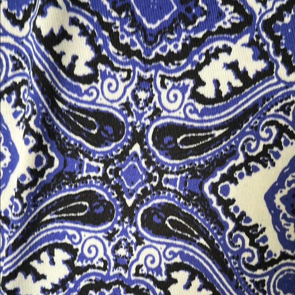 Blue , White and Black Paisley Blouse - Picture 4 of 6
